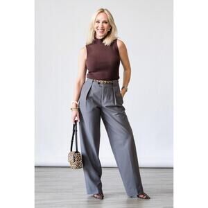 CLOSED	Mawson Wide Leg Trouser Pant in Led Grey 28 NWT Minimalist Old Money Corp